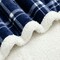 Americanflat 60x80 Oversized Tattersall Fleece Throw Blanket - Reversible Sherpa Backing - Ultra Soft Plush Comfort - Cozy Warmth For Couch Or Bed - Blue